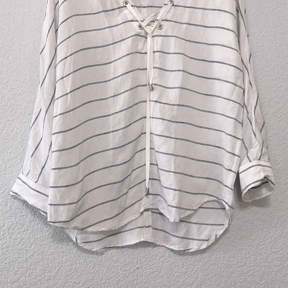 Rails Lily Positano Stripe Linen Lace Up Top - Picture 6 of 16
